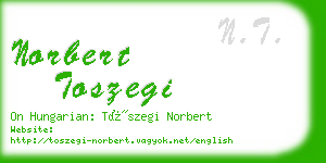 norbert toszegi business card